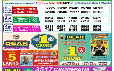 Dear narmada saturday weekly lottery 25.1.25 1pm result