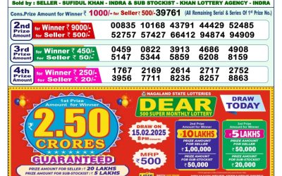 Dear narmada saturday weekly lottery 15.2.25 1pm result