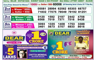 Dear narmada saturday weekly lottery 22.3.25 1pm result
