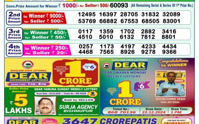 Dear yamuna sunday weekly lottery 23.3.25 1pm result