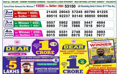 Dear vixen sunday weekly lottery 30.3.25 6pm result