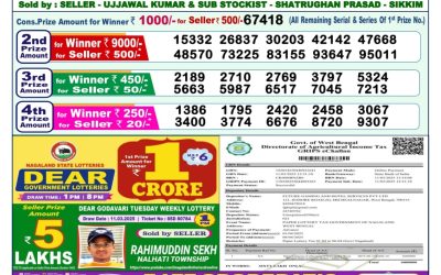 Dear godavari Tuesday weekly lottery 1.4.25 1pm result