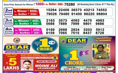 Dear vixen sunday weekly lottery 6.4.25 6pm result