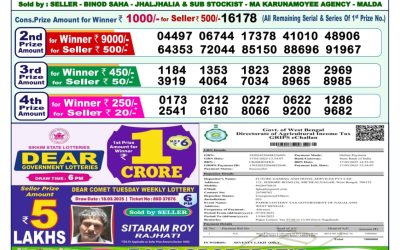 Dear dwarka monday weekly lottery 7.4.25 1pm result