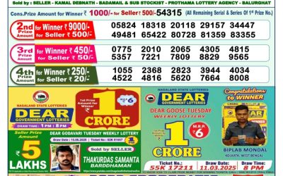 Dear narmada saturday weekly lottery 21.06.25 1pm result