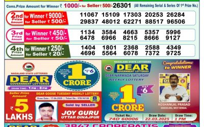 Dear narmada saturday weekly lottery 28.06.25 1pm result