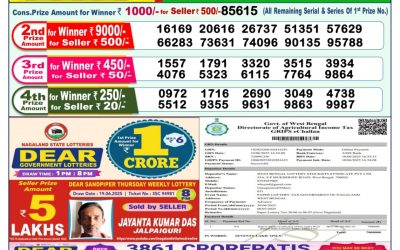 Dear dwarka monday weekly lottery 30.06.25 1pm result