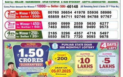Dear comet Tuesday weekly lottery 01.07.25 6pm result