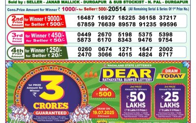 Dear narmada saturday weekly lottery 19.07.25 1pm result