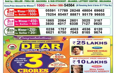 Dear yamuna sunday weekly lottery 20.07.25 1pm result
