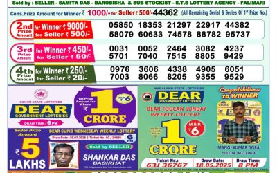 Dear Yamuna Sunday Weekly Lottery 10.08.25 1pm Result