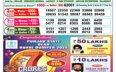 Dear Yamuna Sunday Weekly Lottery 17.08.25 1pm Result