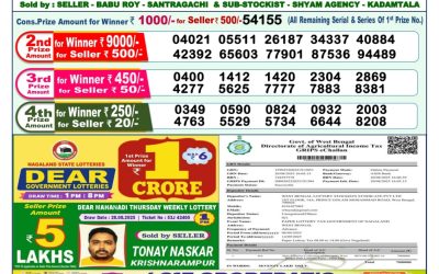 Dear Dwarka Monday Weekly Lottery 08.09.25 1pm Result