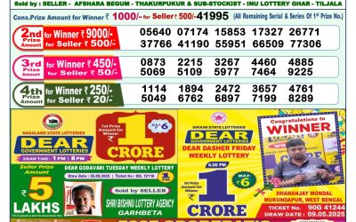 Dear Yamuna Sunday Weekly Lottery 07.09.25 1pm Result