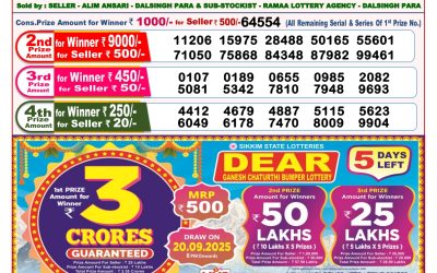 Dear Finch Monday Weekly Lottery 15.09.25 8pm Result
