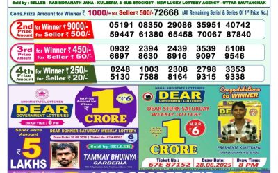 Dear Yamuna Sunday Weekly Lottery 05.10.25 1pm Result