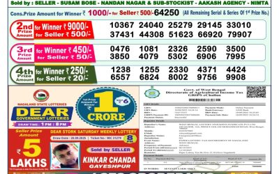 Dear Dwarka Monday Weekly Lottery 06.10.25 1pm Result