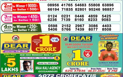 Dear Yamuna Sunday Weekly Lottery 12.10.25 1pm Result