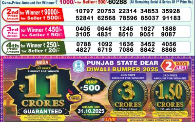 Dear Indus Wednesday Weekly Lottery 29.10.25 1pm Result