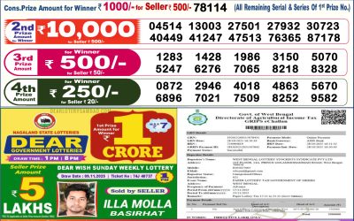 Dear Legend Monday Weekly Lottery 17.11.25 6pm Result