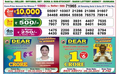 Dear Lucky Saturday Weekly Lottery 13.12.25 8pm Result