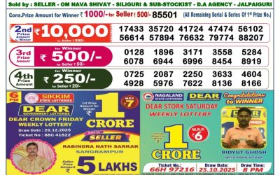 Dear Elite Saturday Weekly Lottery 27.12.25 6pm Result