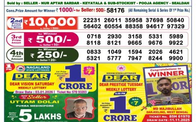 Dear Empire Sunday Weekly Lottery 04.01.26 6pm Result