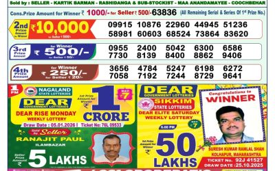 Dear Shine Tuesday Weekly Lottery 06.01.26 1pm Result