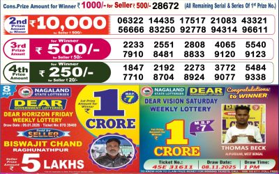 Dear Elite Saturday Weekly Lottery 10.01.26 6pm Result