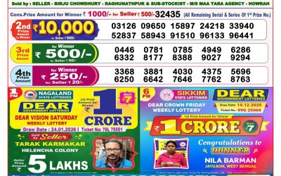 Dear Lucky Saturday Weekly Lottery 24.01.26 8pm Result