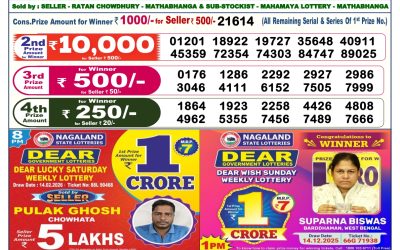 Dear Empire Sunday Weekly Lottery 15.02.26 6pm Result