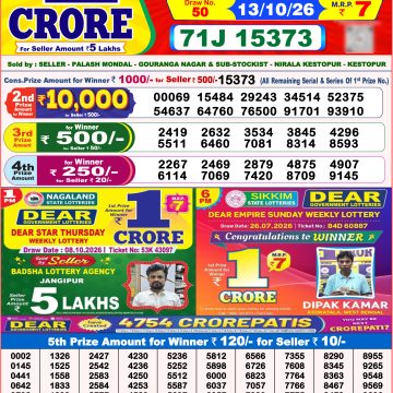 Dear 8PM Lottery Result
